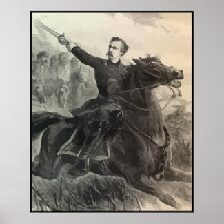 General Custer on Horeseback -- With Border print
