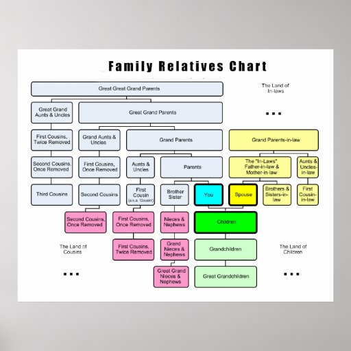 general family tree organization of relatives poster zazzle family tree organizational chart