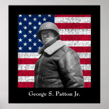 General George S. Patton and The U.S. Flag Print