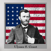 General Grant and The American Flag Poster