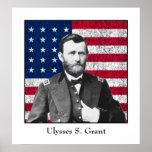 General Grant and The American Flag Print