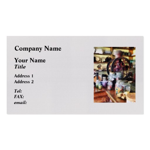 General Store With Candy Jars Business Card Template (front side)