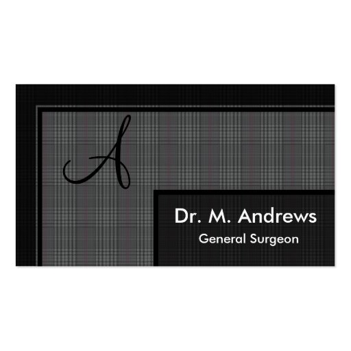 General Surgeon Business Card - Monogram (front side)