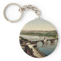 General view and Benezech Bridge, Avignon, Provenc Key Chains