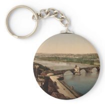 General view and Benezech Bridge, Avignon, Provenc Key Chain