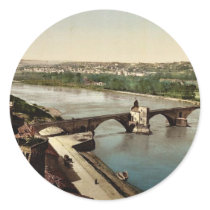 General view and Benezech Bridge, Avignon, Provenc Sticker