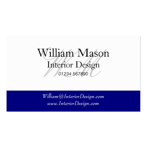 Generic Blue & White Monogram Business Card