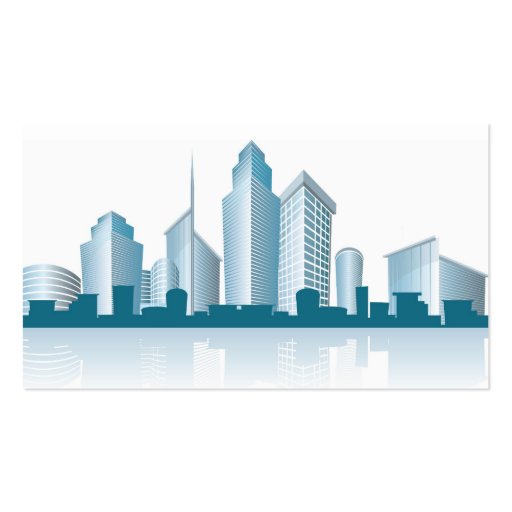 generic city skyline with offices and towers and s business card templates (back side)