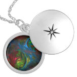 Genesis Blue Abstract Silver Locket