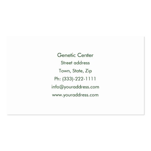 Genetic testing or centre business card (back side)