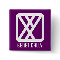 Genetically : Male Square Dark Magnet Pinback Button
