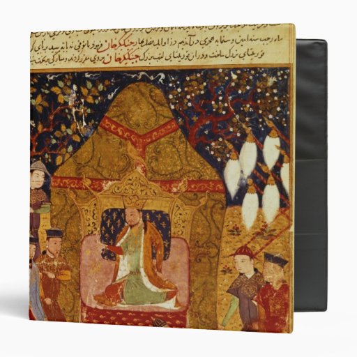 Genghis Khan in his tent by Rashid al-Din 3 Ring Binder