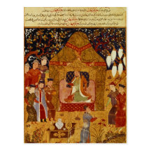 Genghis Khan in his tent by Rashid al-Din Postcard
