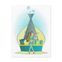 Genie in a Bottle Blowing Bubbles postcards