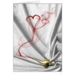 Genie Lamp with Heart Smoke - Greeting Card