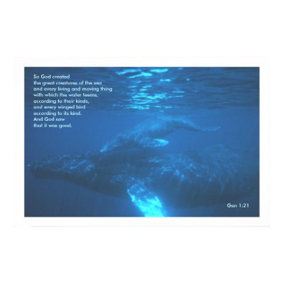 Genisis 1:21  WHALE POSTER PRINT by RealPotential