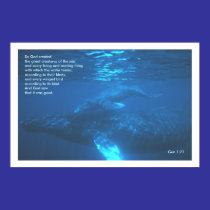 Genisis 1:21  WHALE POSTER PRINT
