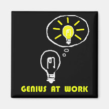 GENIUS AT WORK REFRIGERATOR MAGNET