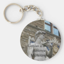 Genius is eternal patience. - Michelangelo quote Keychains