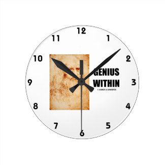 Genius Within (Leonardo da Vinci Self-Portrait) Round Clocks