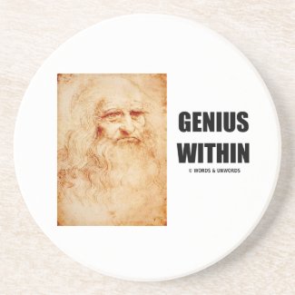 Genius Within (Leonardo da Vinci Self-Portrait) Drink Coaster
