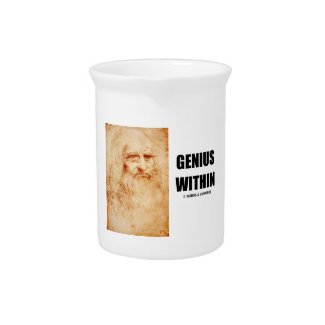 Genius Within (Leonardo da Vinci Self-Portrait) Pitchers