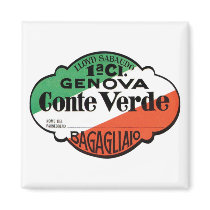 Genova Conte Verde Luggage Label magnets by vintagegiftmall Genova Conte Verde Luggage Label magnets