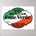 Genova Conte Verde Luggage Label Print