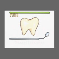 Gentle Dental- tooth mirror brush postcards by reallyhotdesigns Gentle Dental- tooth mirror brush postcards