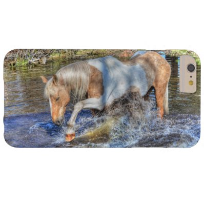 Gentle Palomino Pinto Stallion Playing in Pond Barely There iPhone 6 Plus Case
