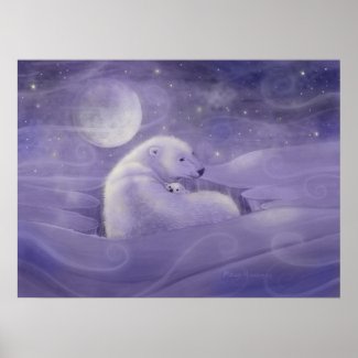 Gentle Winter Polar Bear Art Poster Print