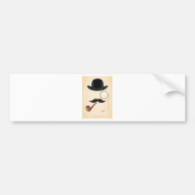 Gentleman Moustache Must-Dash Monacle & Bowler Hat Bumper Stickers