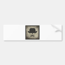 Gentleman Must-Dash Moustache Bowler Hat Bumper Stickers