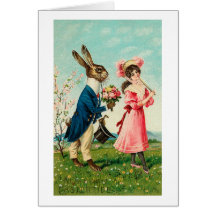 Gentleman Rabbit Courting Lady at Easter Greeting Cards