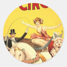 Gentry Bros. circus Miss Louise Hilton Round Stickers