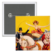 Gentry Bros. Circus Poster ft. Miss Louise Hilton Pinback Buttons