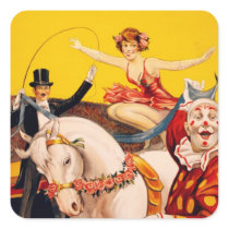 Gentry Bros. Circus Poster ft. Miss Louise Hilton Square Stickers