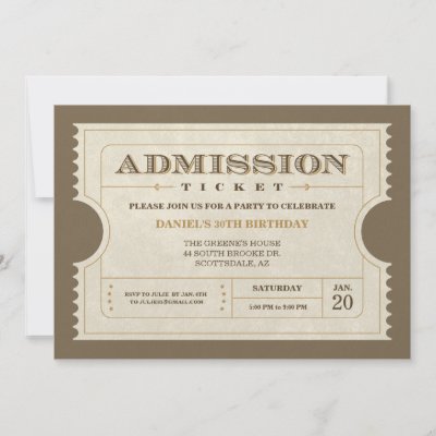Genuine Admission Ticket Invitations