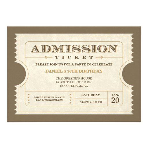 Genuine Admission Ticket Invitations