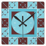 Geo Plaid Blue/Brown wall clocks