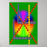 Geo Steps Stairway Green Poster