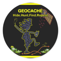 Geocache Hide Hunt Find III Round Stickers