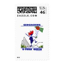 Geocache U Turn Queen Postage Stamps