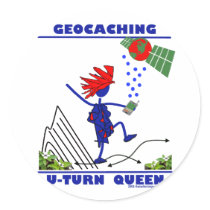 Geocache U Turn Queen Stickers