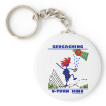 Geocaching U Turn King Keychains