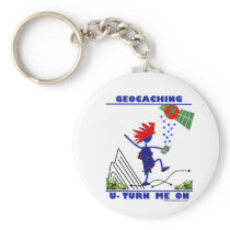Geocaching U Turn Me On Keychain