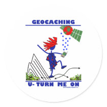 Geocaching U Turn Me On Round Stickers