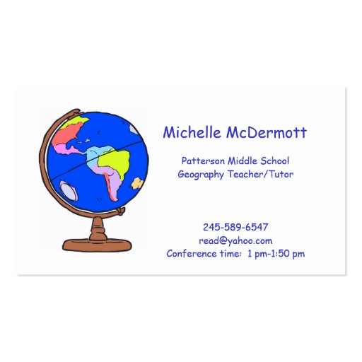 Geography Teacher Business Card (front side)