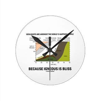 Geologists Are World's Happiest Igneous Is Bliss Round Wallclock