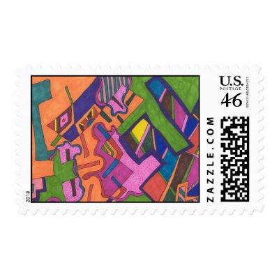 "Geometric" Abstract Postage Stamp by RLMdesignes